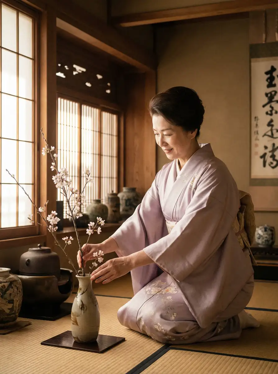 一位优雅的 吃瓜51_吃瓜51吃瓜爆料 | 全网最全吃瓜51聚集地 在和室中插花